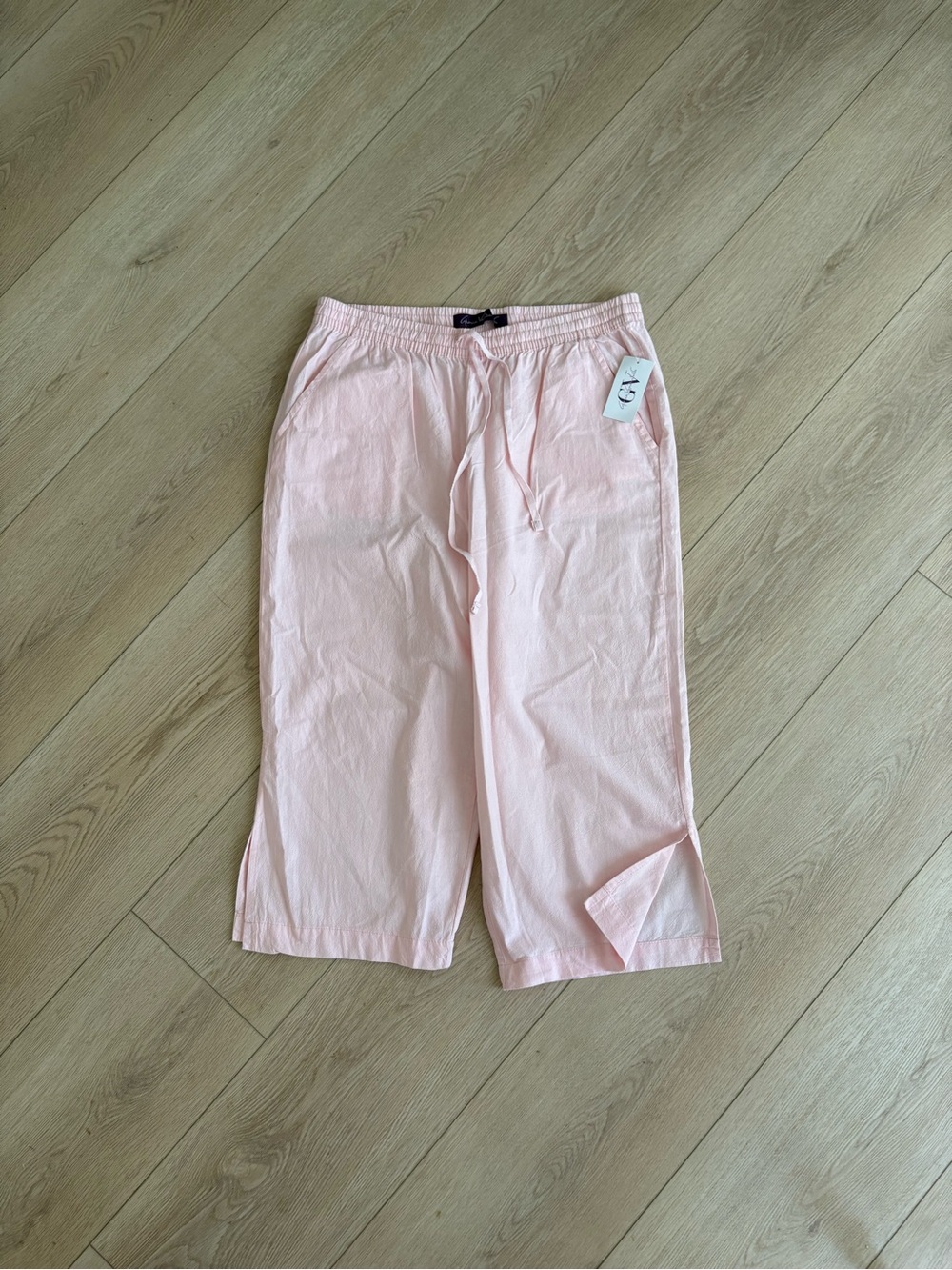 Gloria Vanderbilt Pale Pink Drawstring Cropped Pants